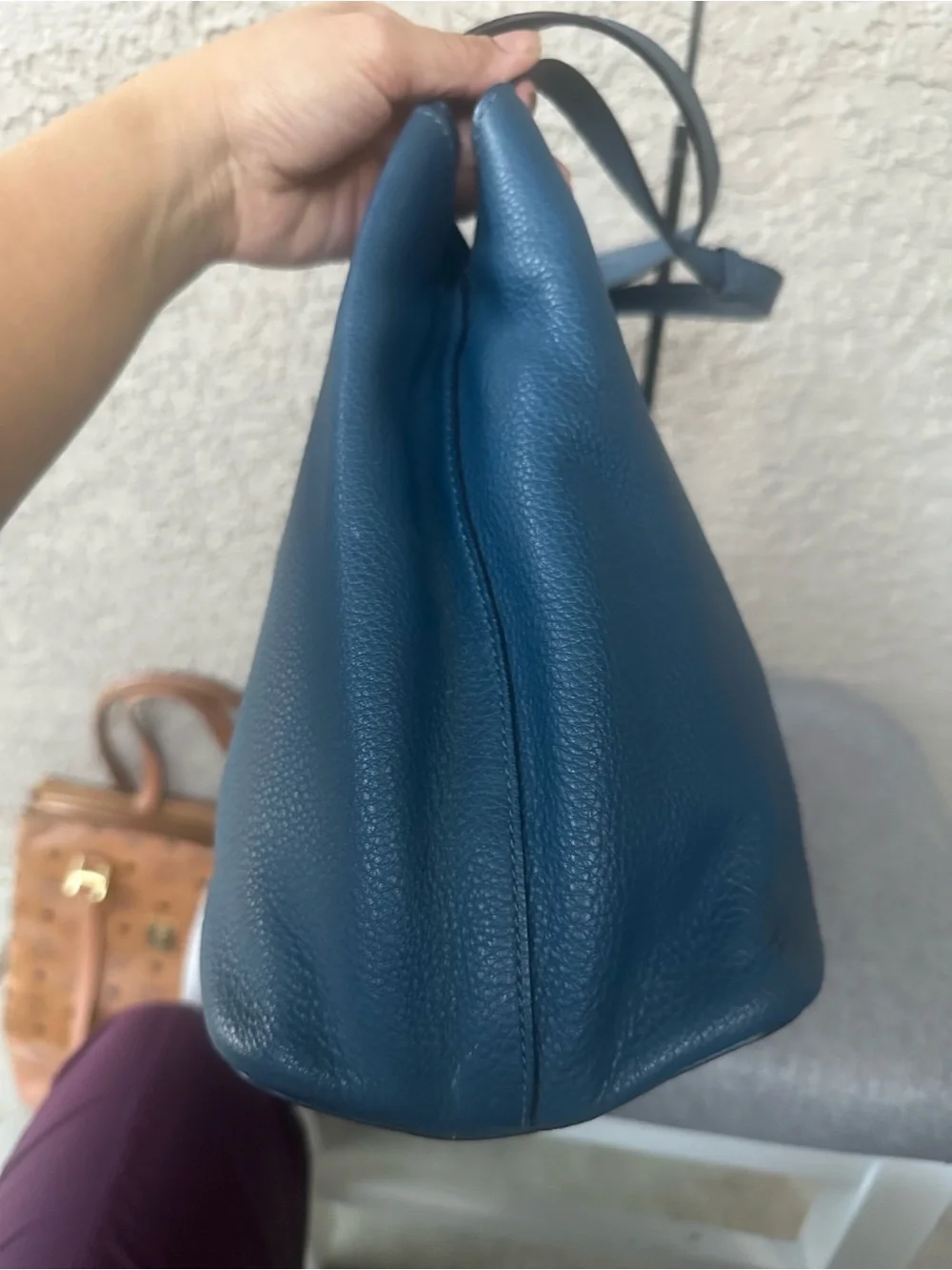 TORY BURCH Teal Leather Tassel Shoulder Bag